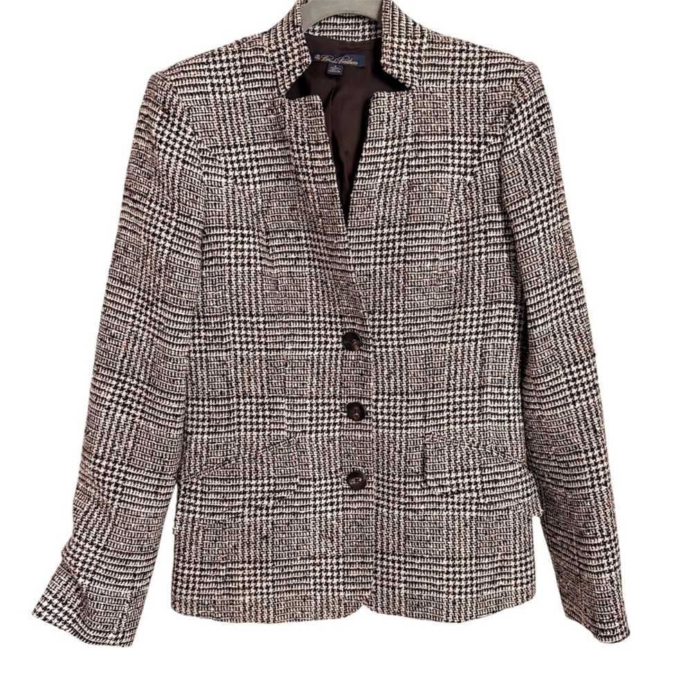 Brooks Brothers Black and White Plaid Blazer